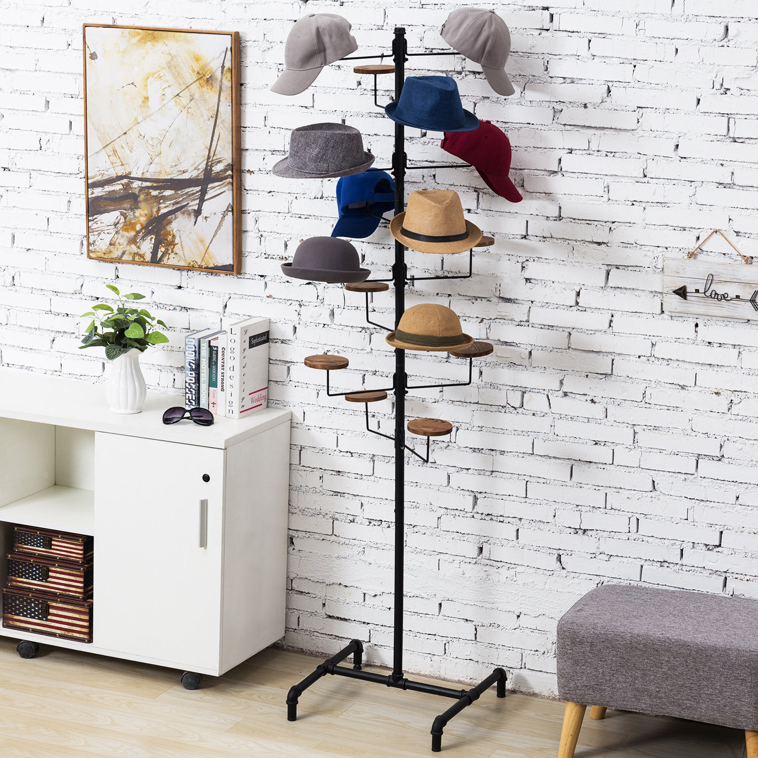 Rebrilliant 18.5'' Wide 16 Hook Freestanding Coat Rack in Black Wayfair