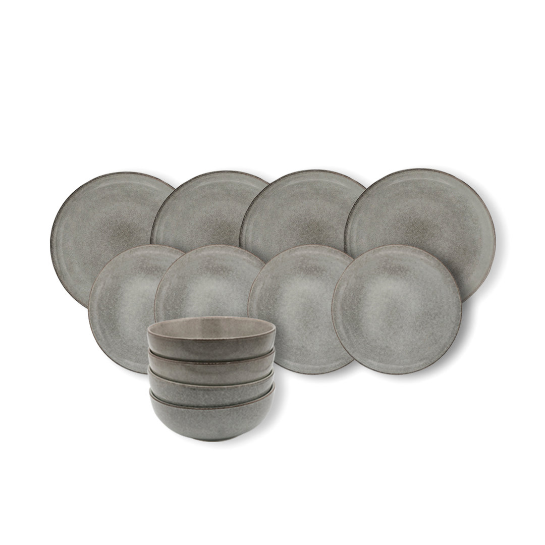 Nordic 12 Piece Dinnerware Set, Service for 4 gray