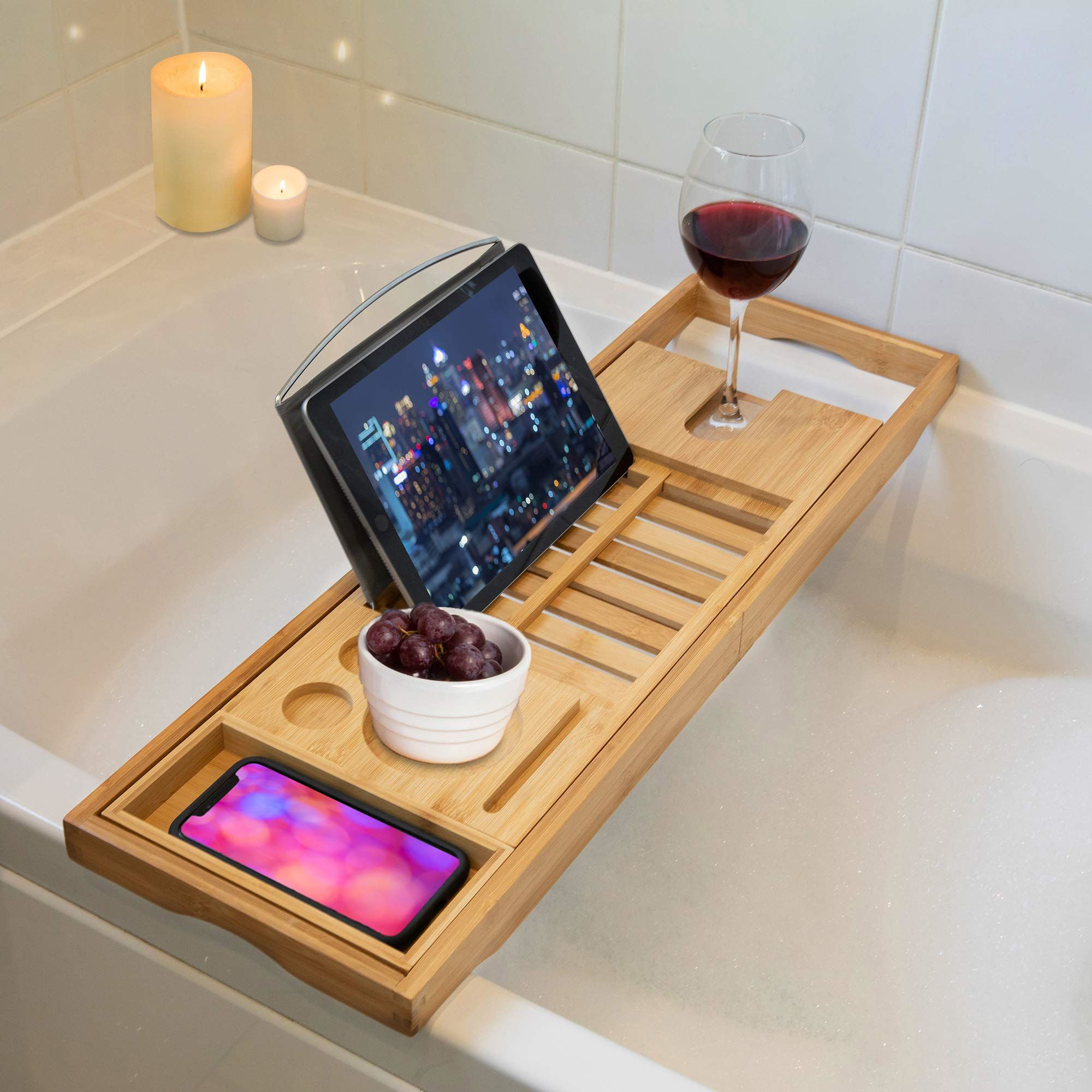 Belfry Bathroom Rufina Freestanding Bamboo Bath Rack Wayfair.co.uk