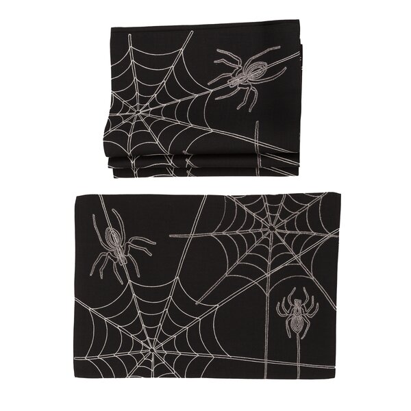 Xia Home Fashions Halloween Spider Web Placemat 14x20 White
