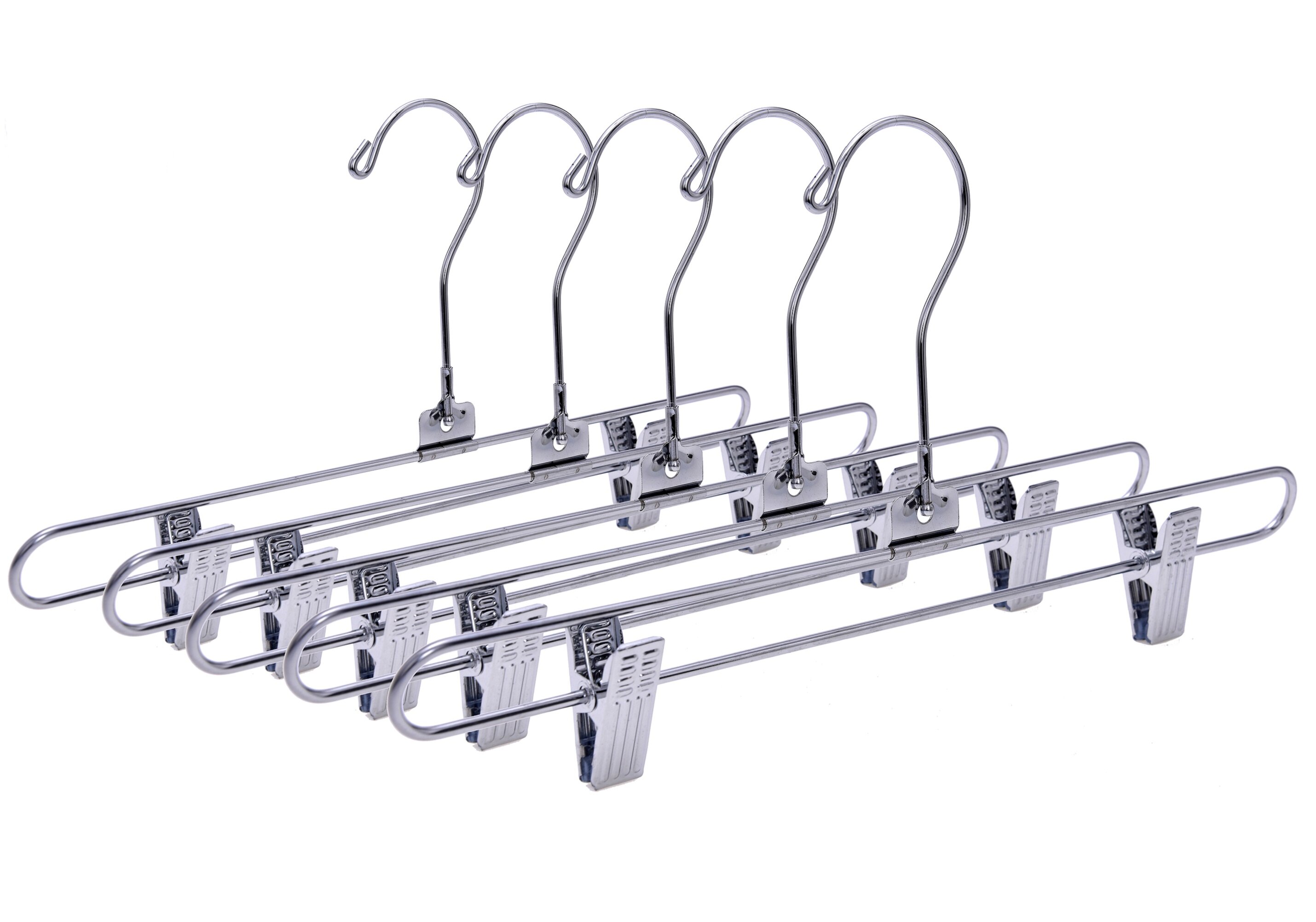 Pack of 25 Wooden Trouser Hangers with Adjustable Clips  Displaysense