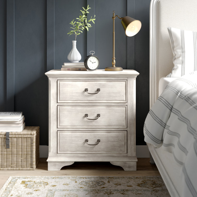 Bayside Cottage White Vintage 3 Drawer Nightstand