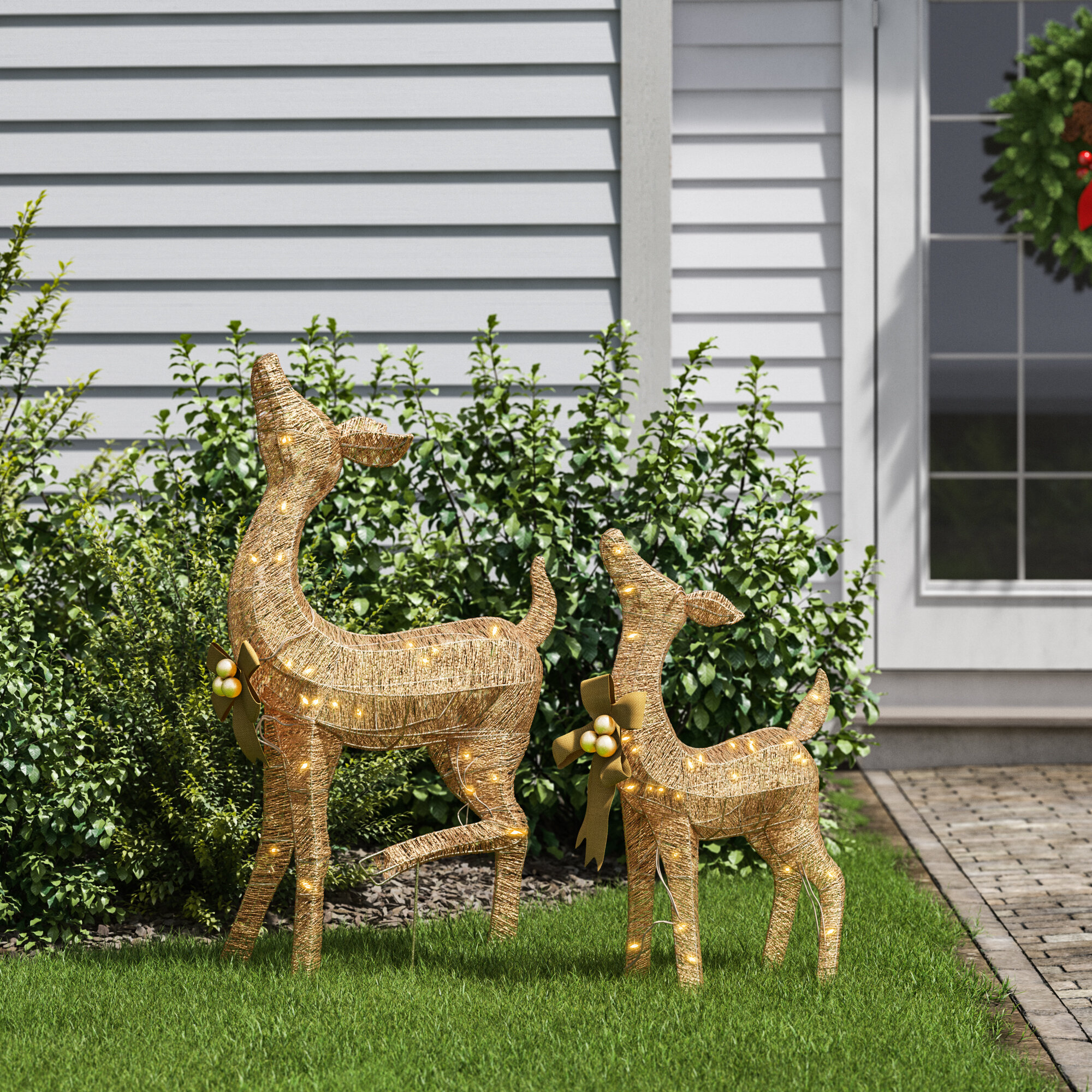 Holiday Deer Figurine Sculpture Christmas Outdoor Garden Yard Decoration Winter 