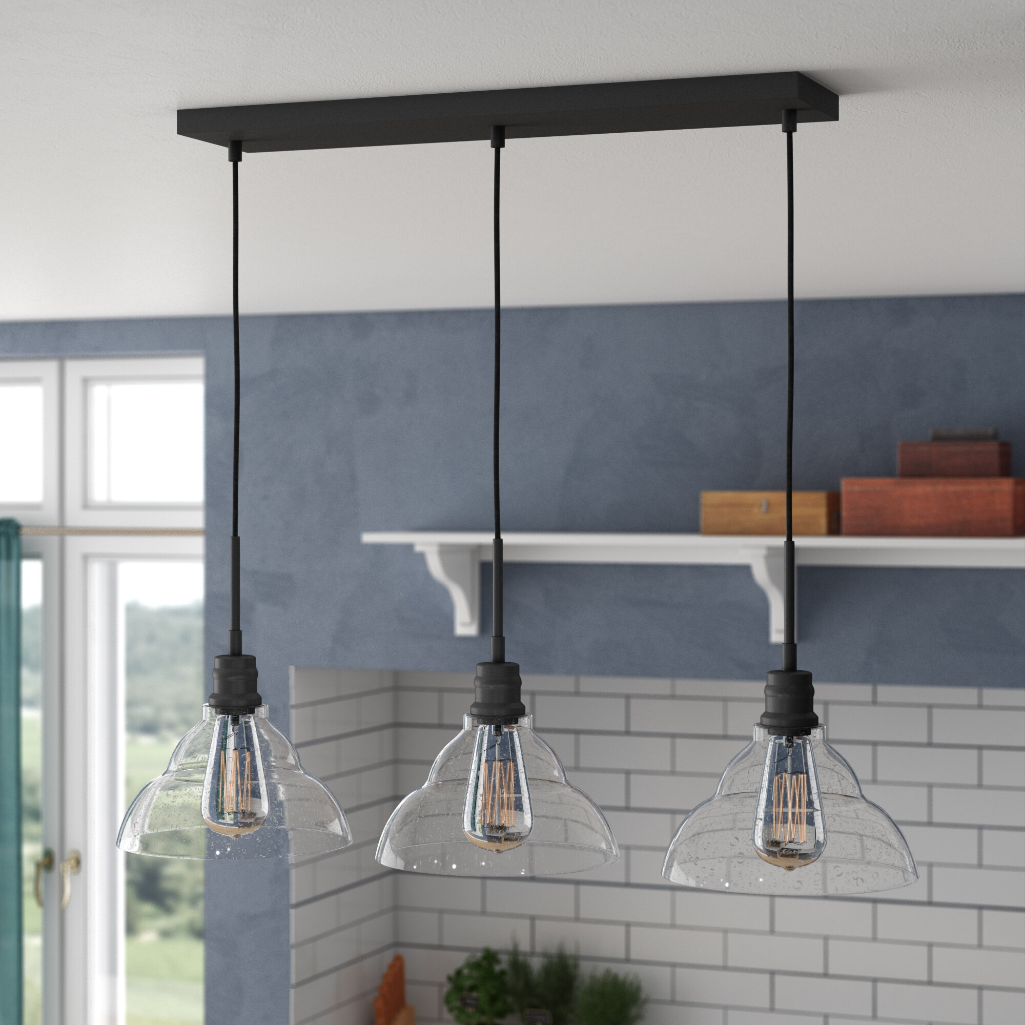 som modder snijden Sand & Stable Manoel 3 - Light Kitchen Island Linear Pendant with Glass  Accents & Reviews | Wayfair