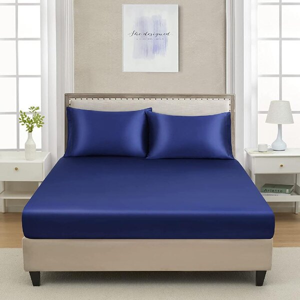 Comfortable Satin Simulation Silk Sheets Flat Bedding Kit Pillow Case Sheets Bed 