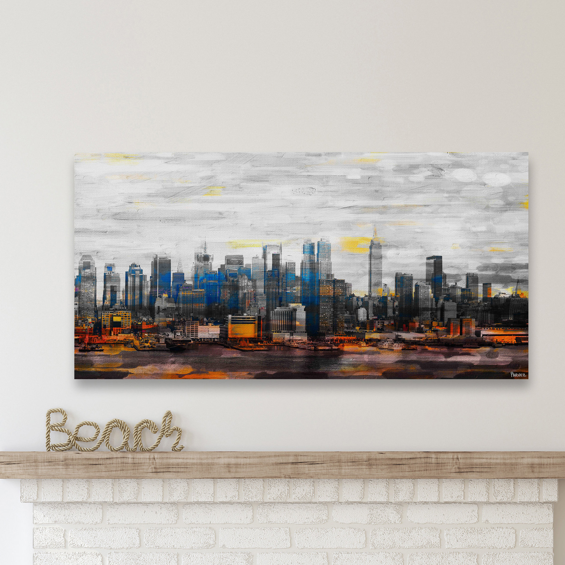 Ebern Designs New York Colors Wrapped Canvas Painting Wayfair