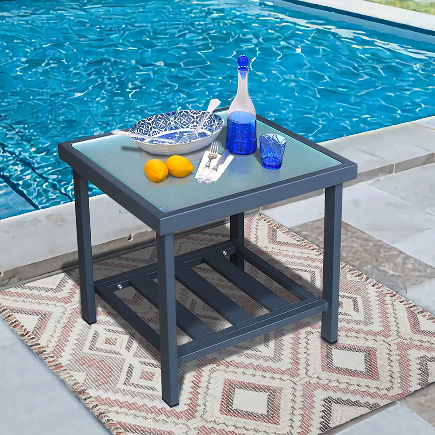 Red Barrel Studio® Glass Outdoor Side Table | Wayfair