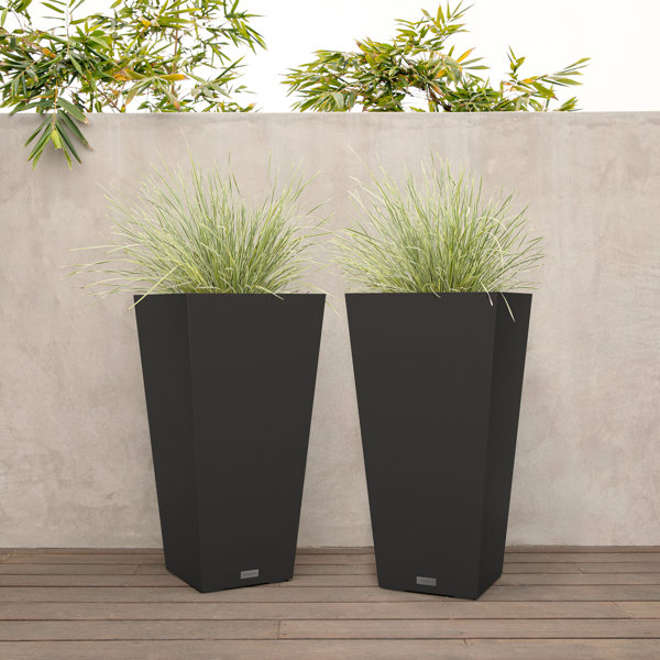 NEW 5x Round Plastic Glossy Garden Plant Pots Flower Pots Planter Tub w/Tray Set 