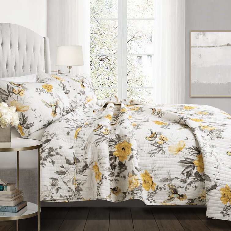3 Pc Spring Truck Floral Quilt & Shams Set Country Bedding Summer Bedroom Decor 