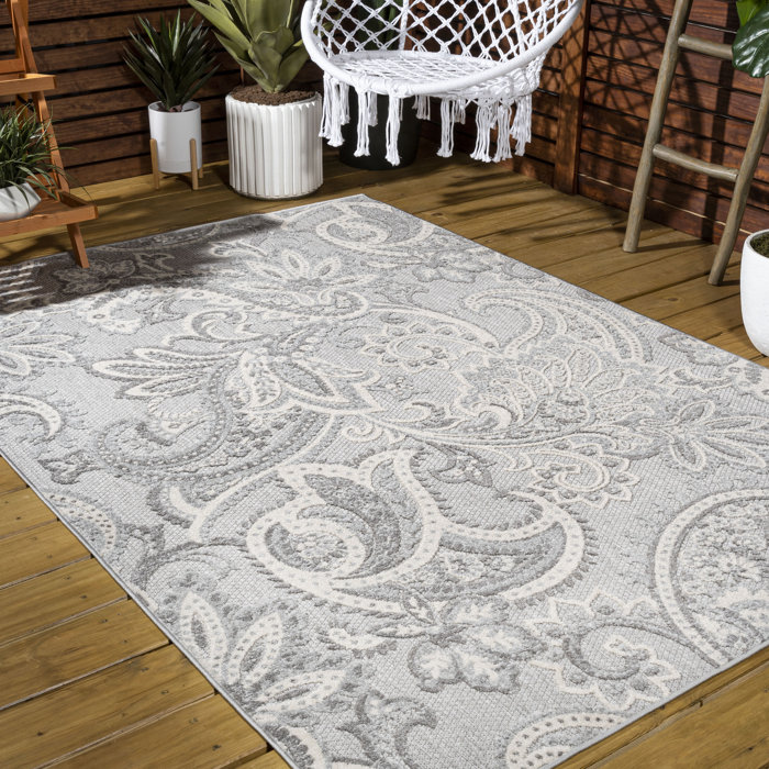 Ophelia & Co. Irvine Light Gray/Ivory Indoor/Outdoor Rug & Reviews ...