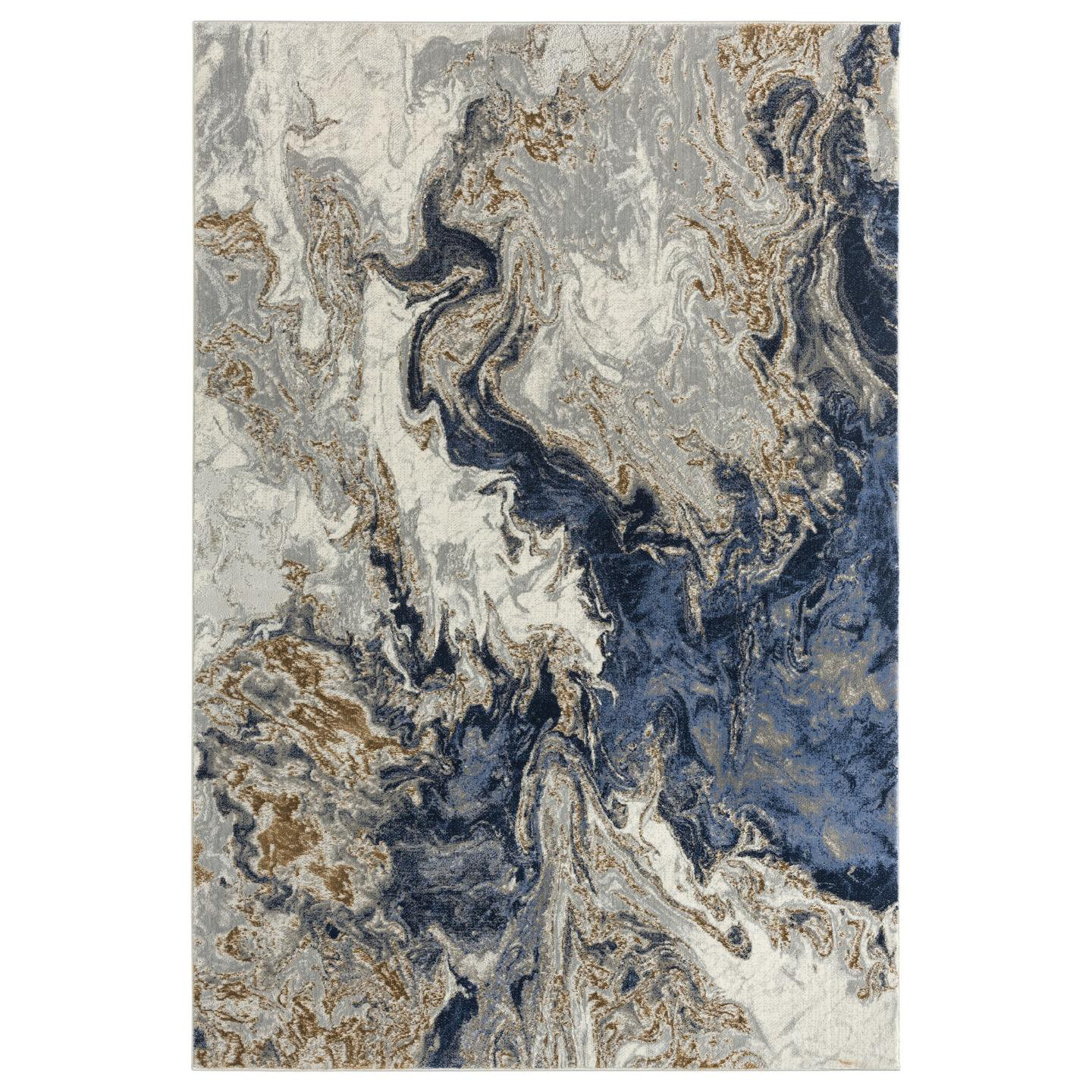 Persianrugs Modern Abstract Blue Grey Gold Area Rug & Reviews
