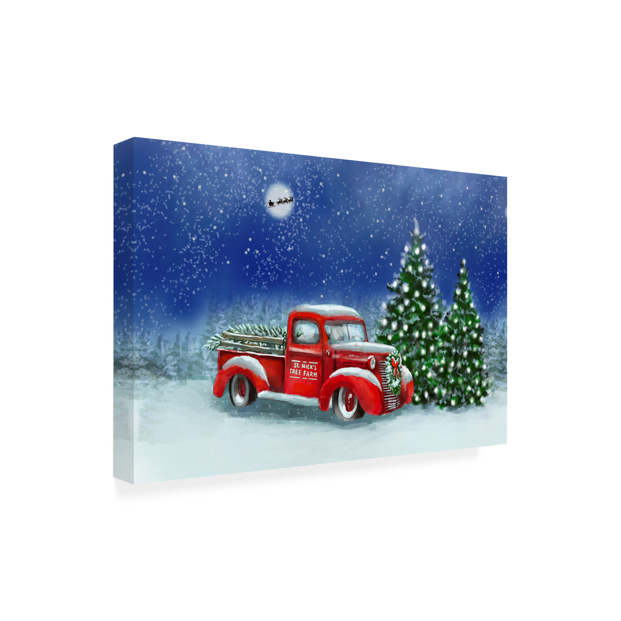 The Holiday Aisle® Red Truck Tree Red Truck Tree by Unframed Painting