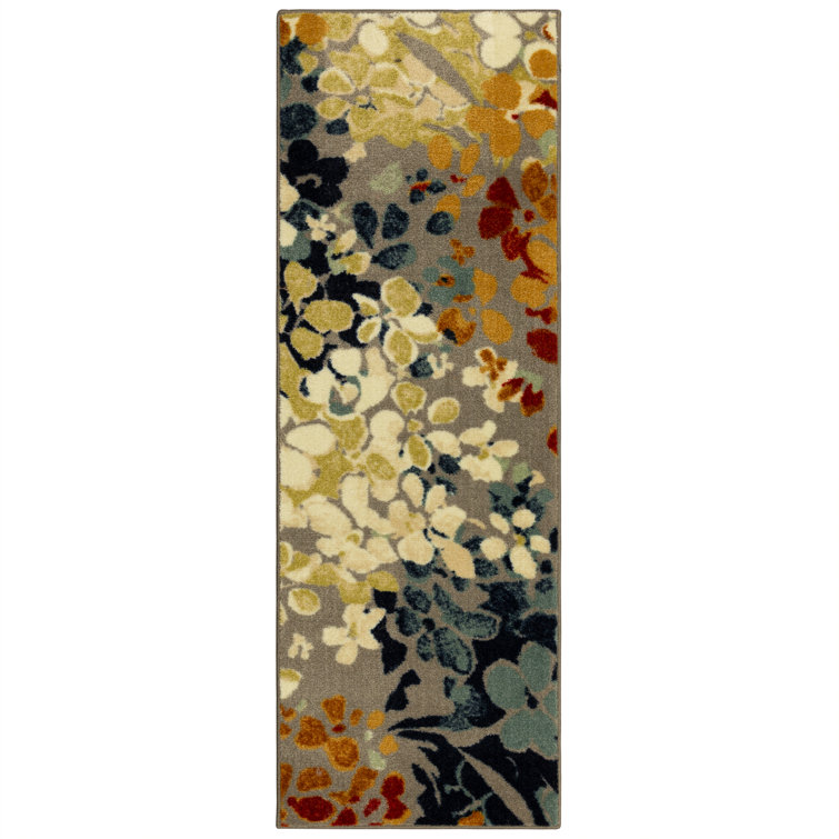 Siyuan Floral Area Rug in Blue/Orange/Beige/Green Ebern Designs