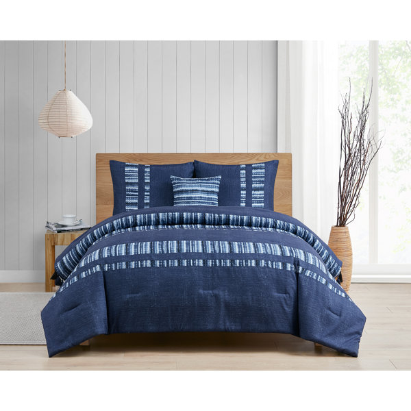 Indigo Tie Dye Bedding Set Handmade Shibori Queen Bedspread With 2 Pillow Cover 