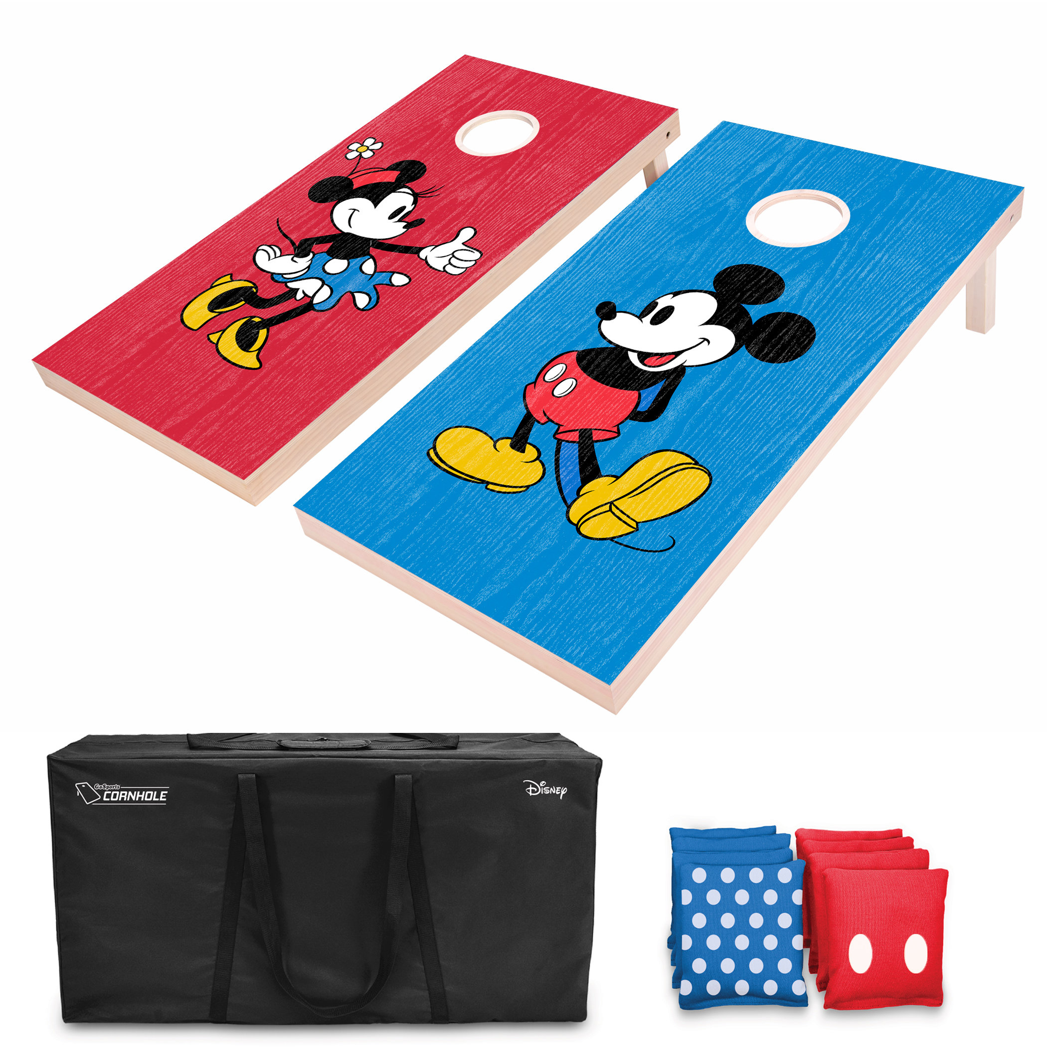 Includes 8 Bags and Case GoSports Full Size Black Cornhole Toss Boards Game 