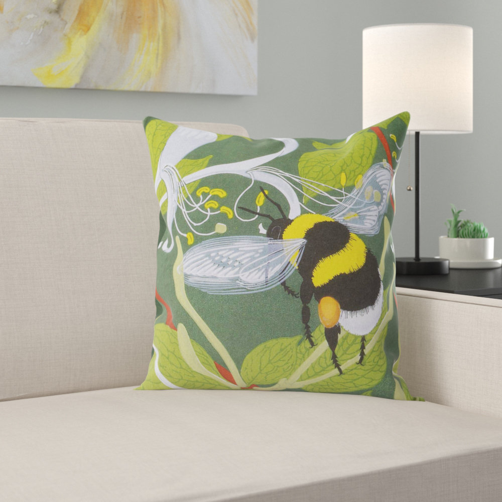 We Love Cushions Bumble Bees Floral Square Scatter Cushion With Filling