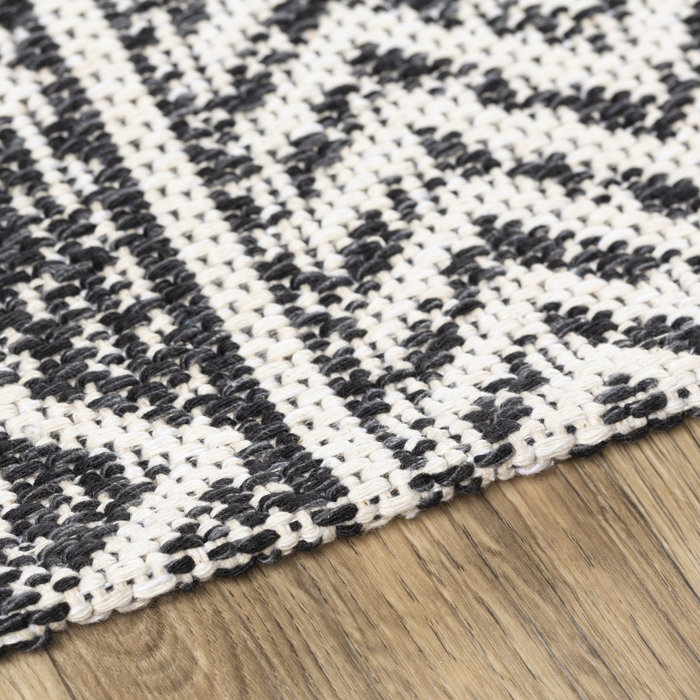 Union Rustic Enloe Cotton Black/Cream Rug & Reviews | Wayfair