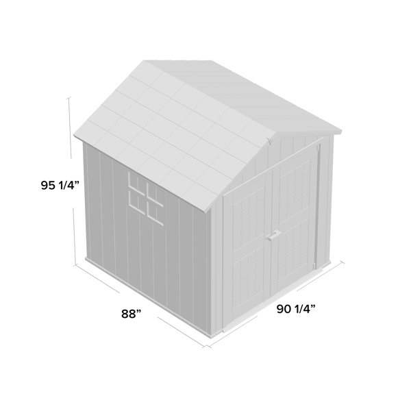 Oakland 7 x 7 FT Rustic Worn Wooden Texture Storage Shed with High Ceiling And Victorian Window