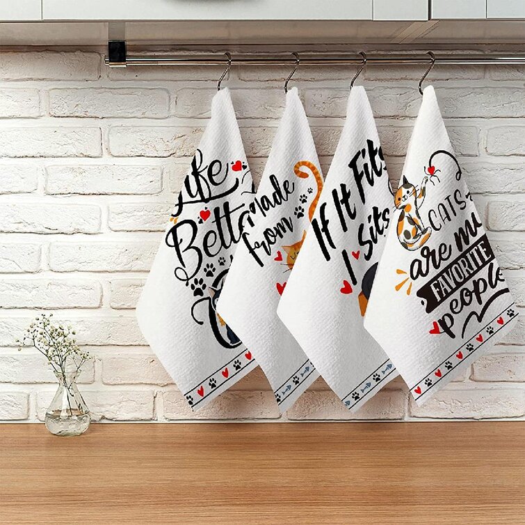 xinchapter Funny Cat Kitchen Towels Decorative Set Of 4,Housewarming Gifts,Cat  Lover Gifts For Women,Cat Hand Towels For Kitchen,Cat Dish Towels,Tea  Towel,Cat Kitchen Decor - Wayfair Canada