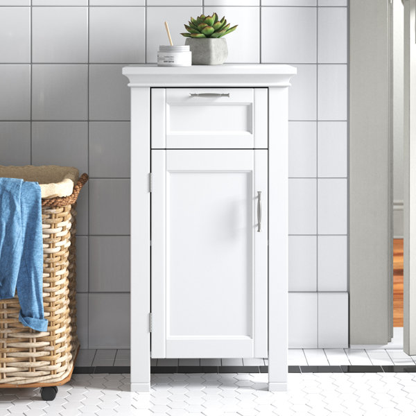 Narrow Bathroom Storage Cabinet Toilet Paper Holder Tissue Slim Stand Door Wood 