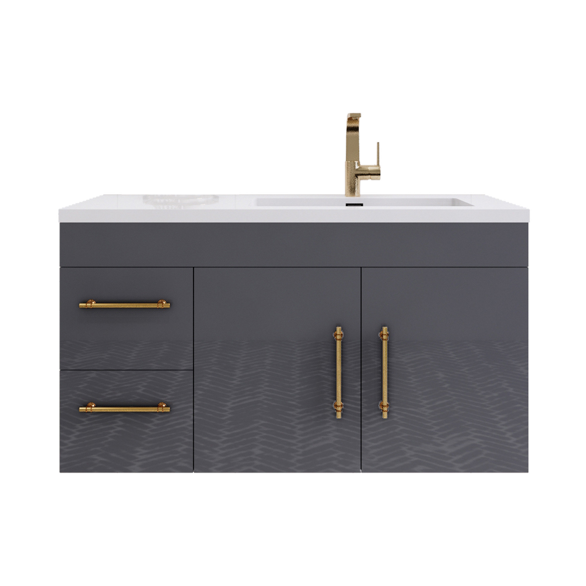 Everly Quinn Trevarious 41.75'' Wall Mounted Single Bathroom Vanity