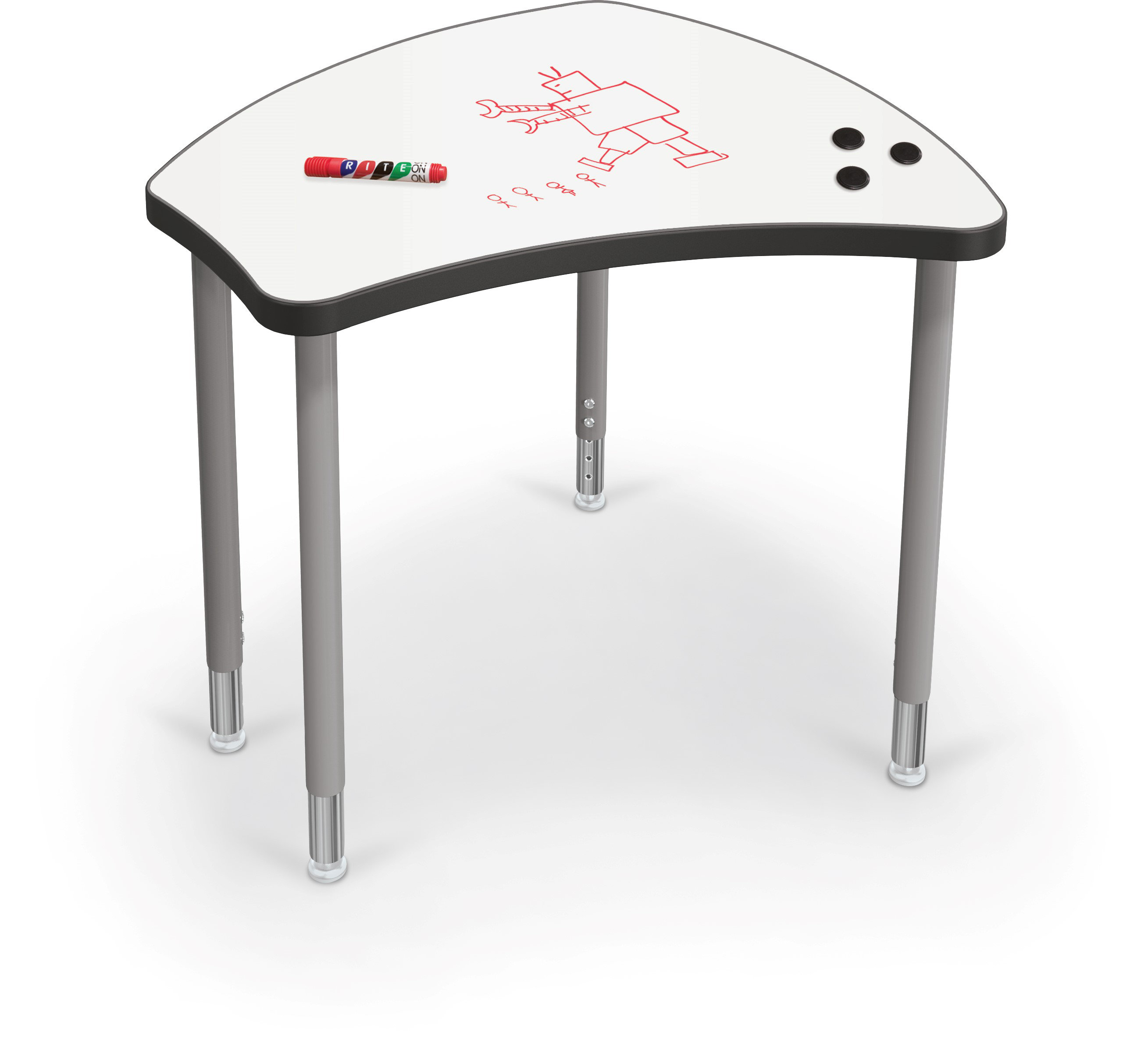 MooreCo Hierarchy Shapes Porcelain Steel Whiteboard Top Adjustable ...