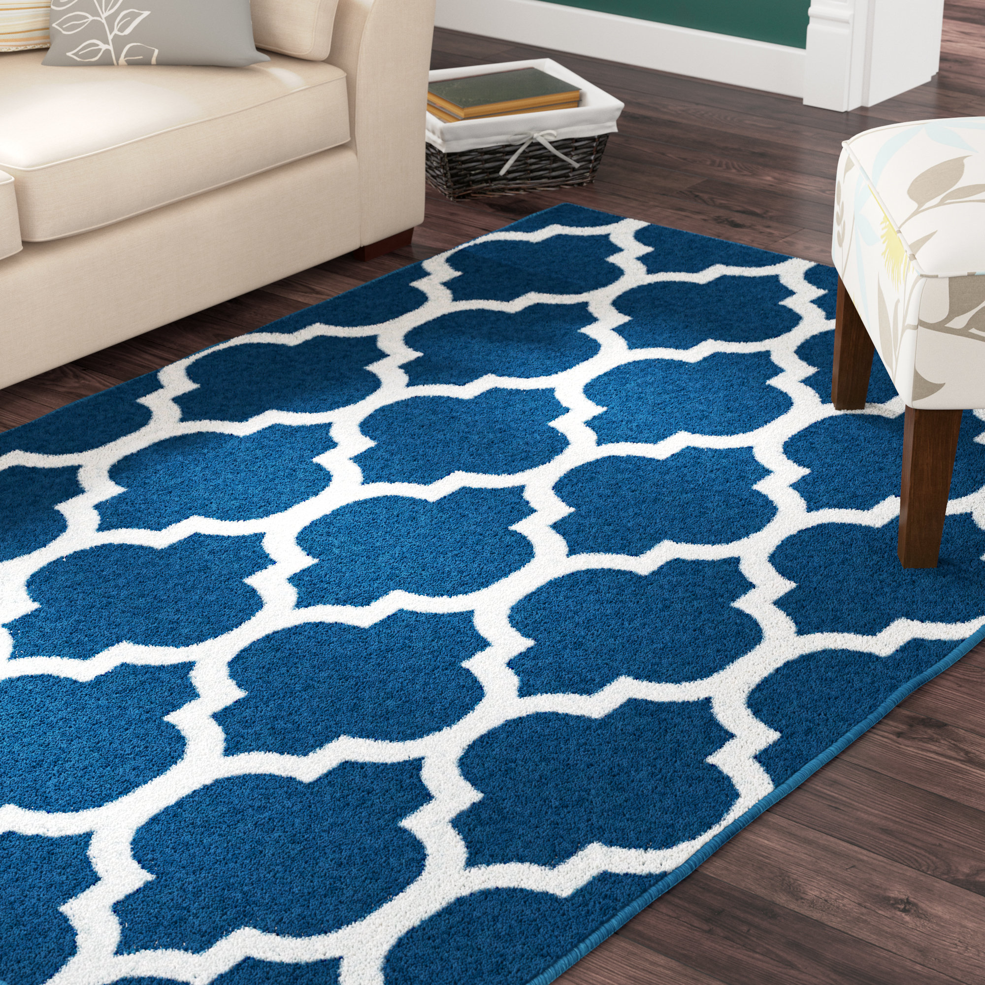 Charlton Home® Phung Wool Blue Area Rug & Reviews | Wayfair