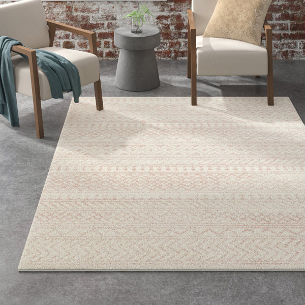 Steelside™ Ramona Performance Pink/Cream Rug & Reviews | Wayfair
