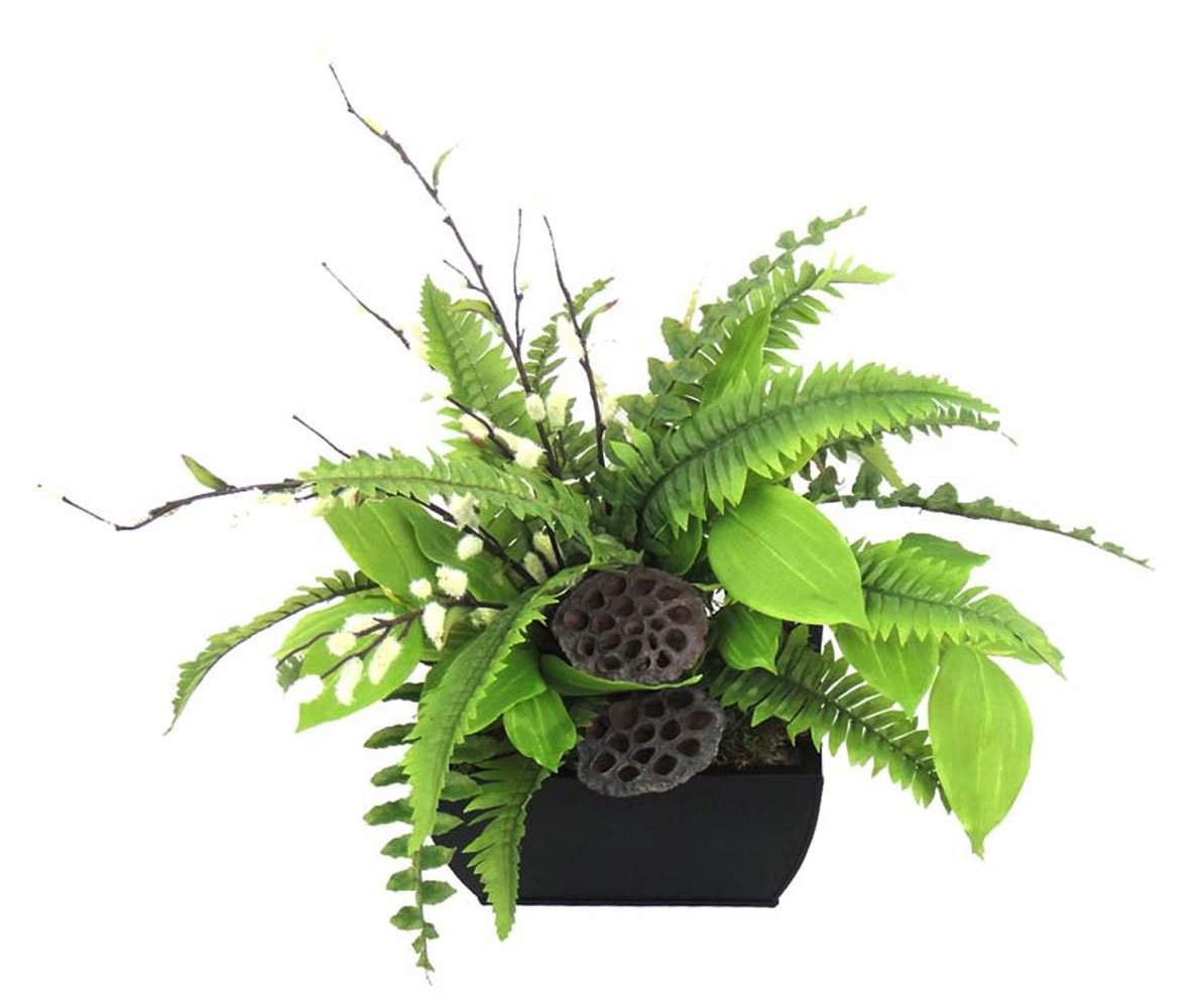 Ivy Bronx 12'' Faux Fern Plant in Metal Planter & Reviews Wayfair