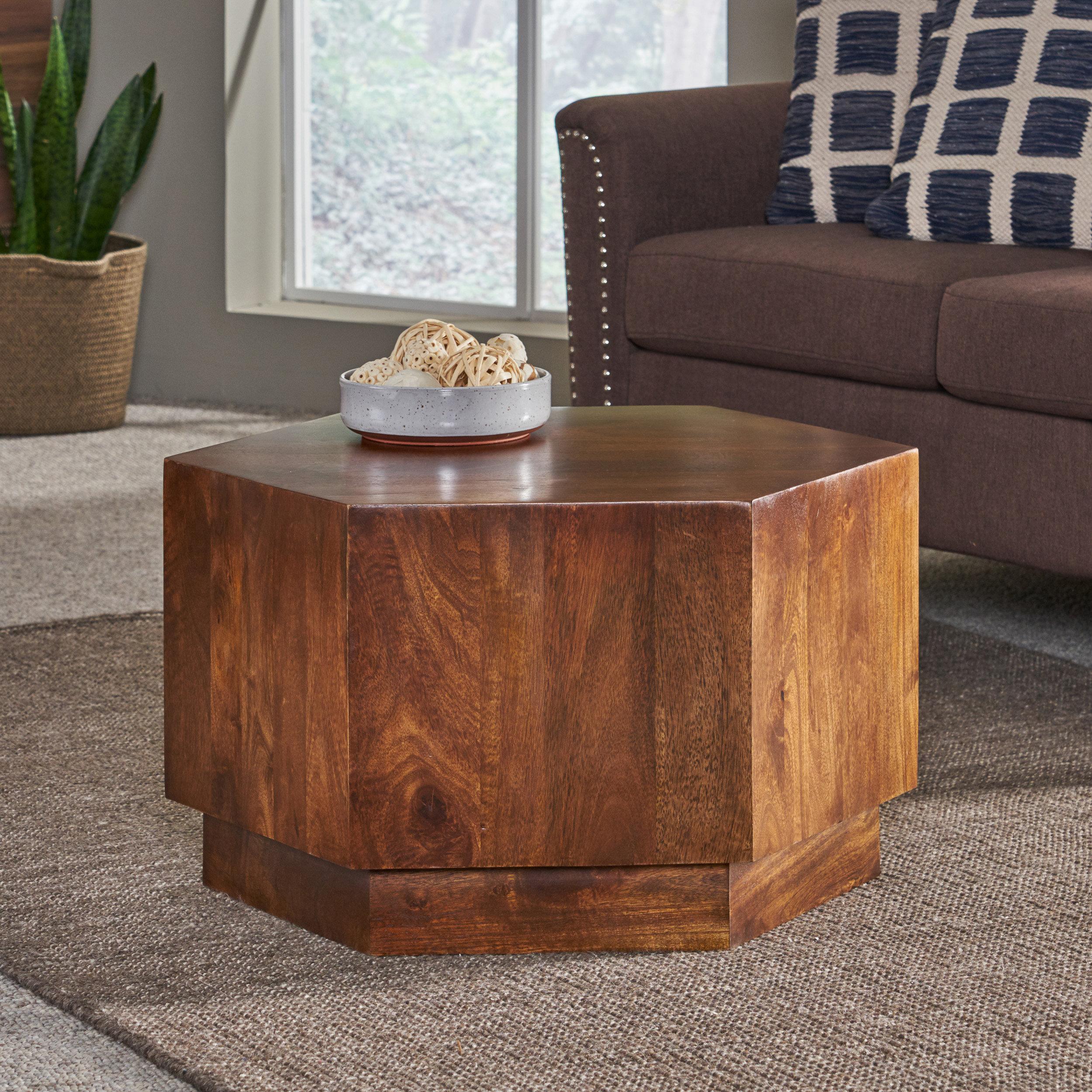 Millwood Pines Solid Wood Pedestal Coffee Table Wayfair