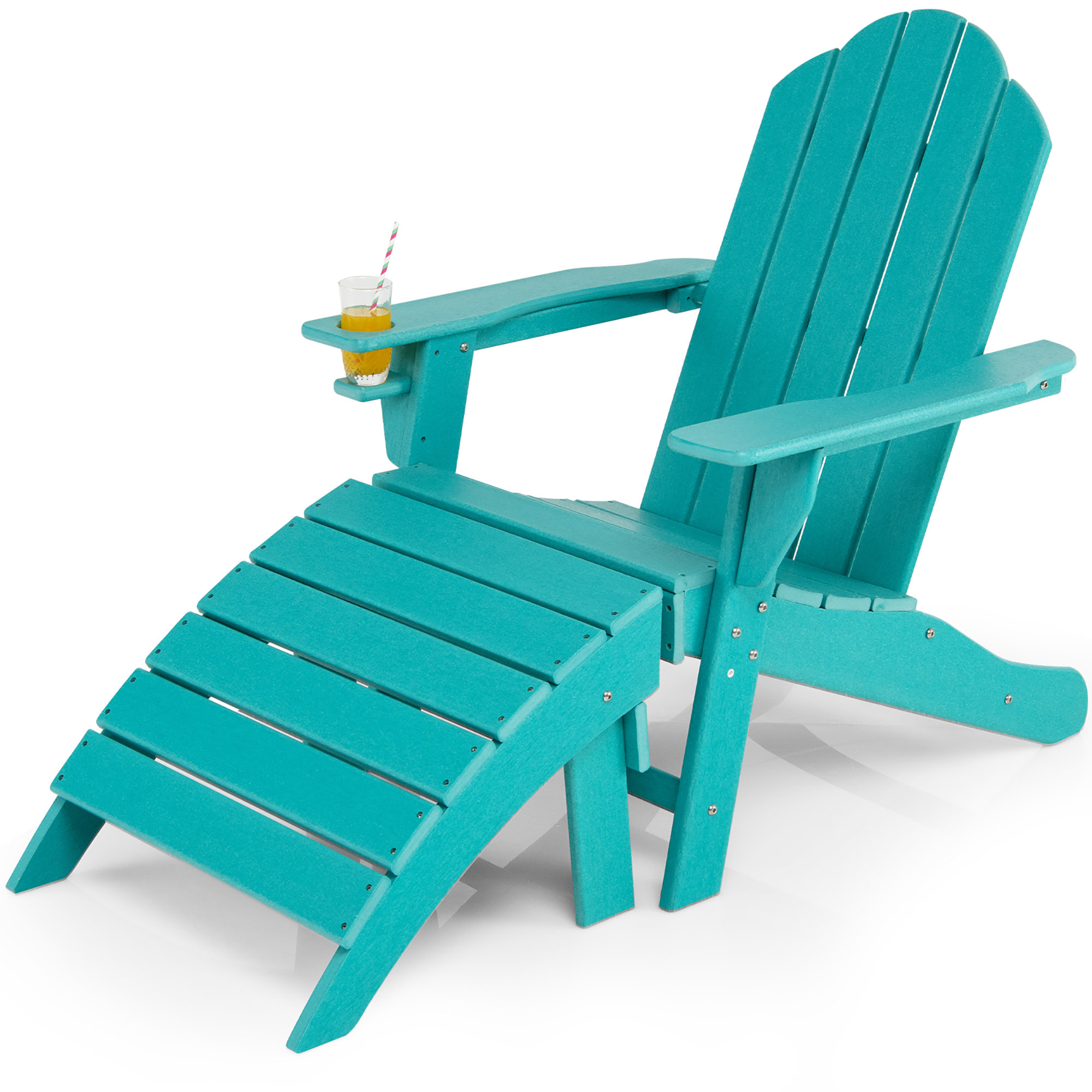 Highland Dunes Cienna Wood Folding Adirondack Chair with Ottoman Wayfair
