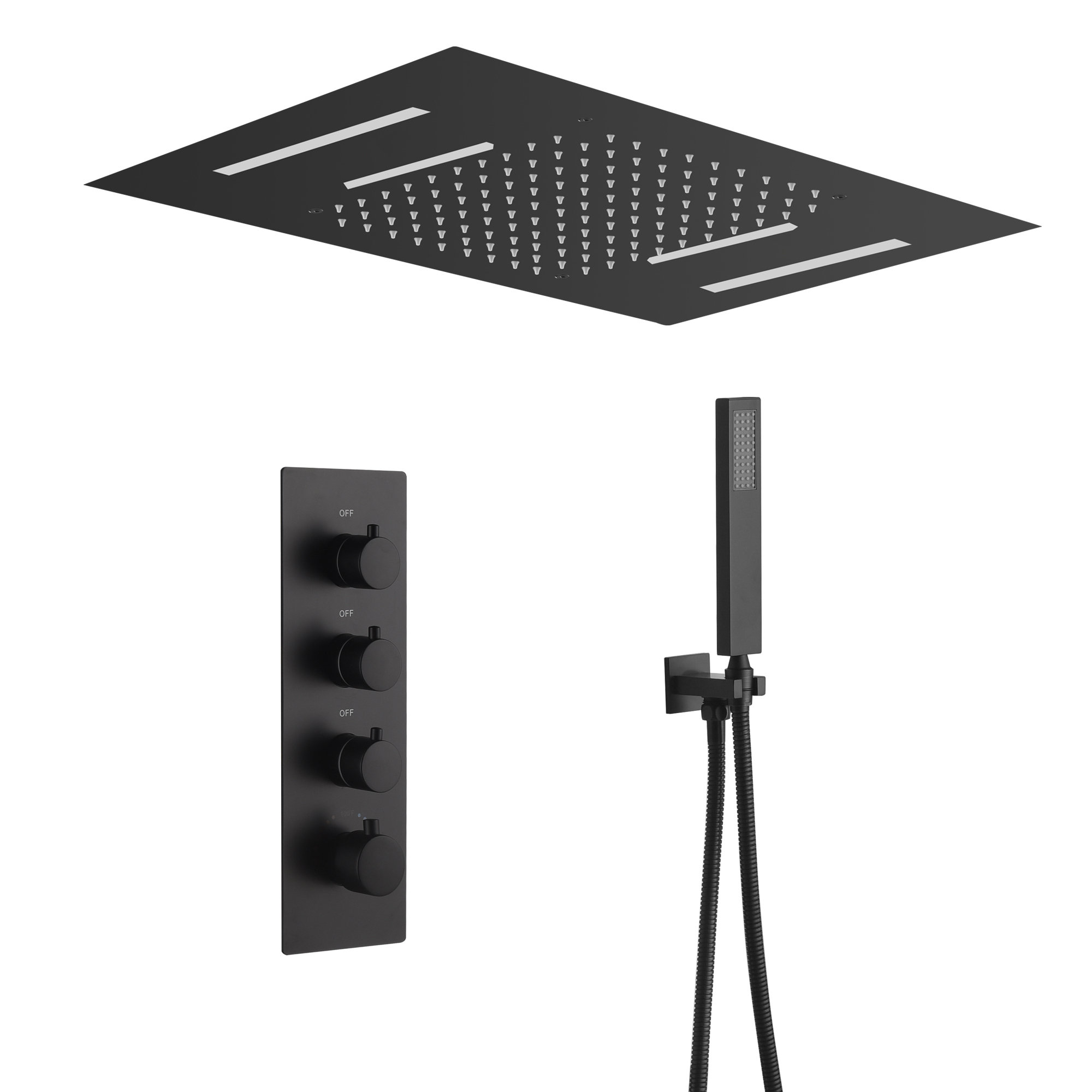 EVERSTEIN LED Thermostatic Dual Function Shower Head System Ceiling