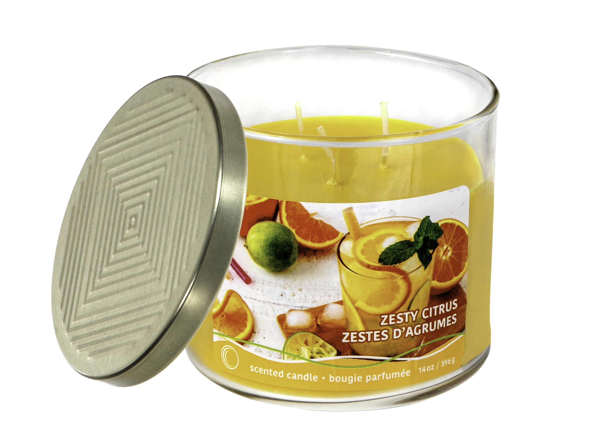 iHcasadécor 14 Oz 3 Wick Jar Candle With Embossed Lid (Zesty Citrus) - Set  Of 2 | Wayfair