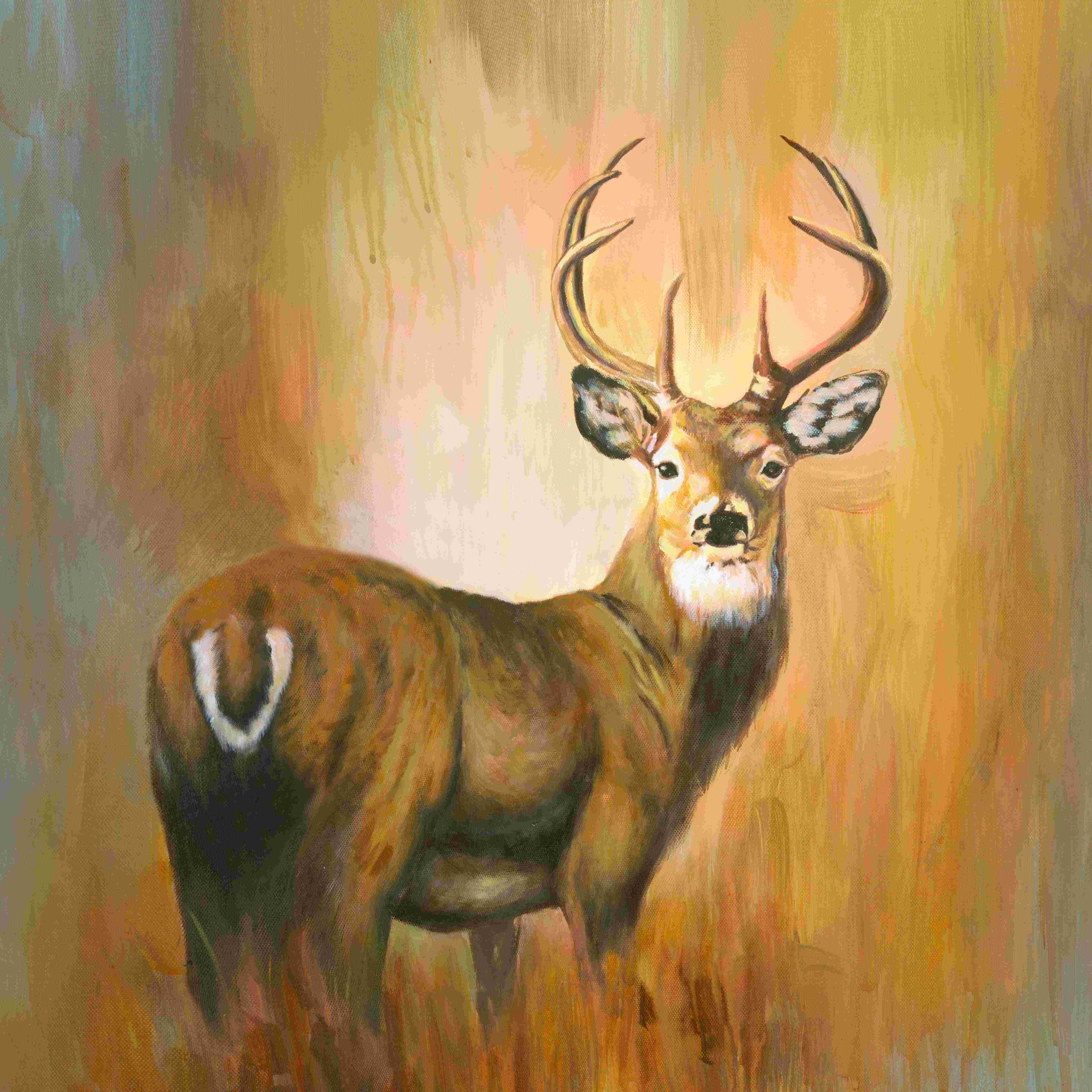 Loon Peak® Golden Deer Days - Wrapped Canvas Painting | Wayfair