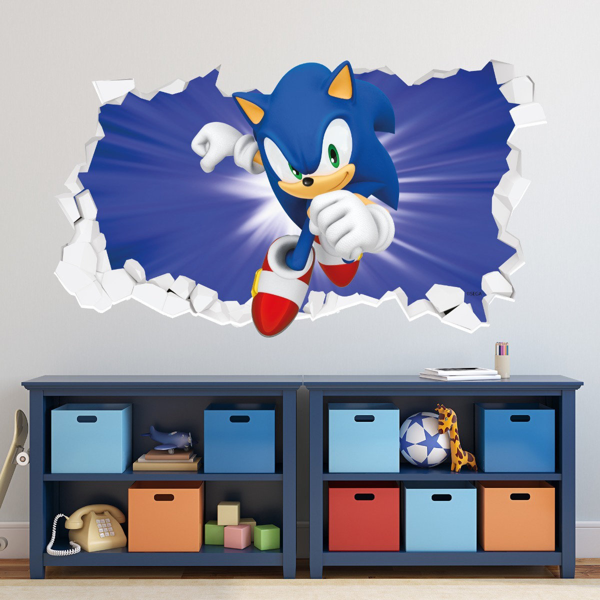 Themed Sonic The Hedgehog Sonic Blue Smashed Wall Sticker Wayfair.co.uk