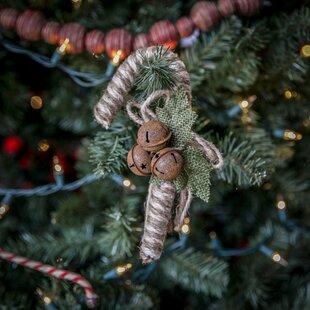 BENDABLE FABRIC RUSTY WIRE CANDY CANE CHRISTMAS ORNAMENTS STAR BELL FARMHOUSE 
