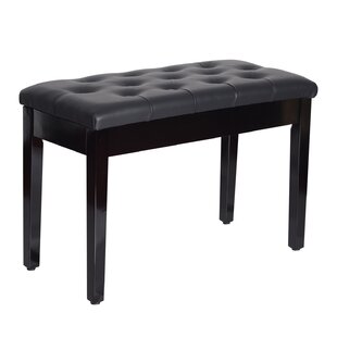 MU PU Leather Padded Piano Bench with Waterproof Cushion and Inner Solid Flip-Top Extra Music Storage for 2 People Black 