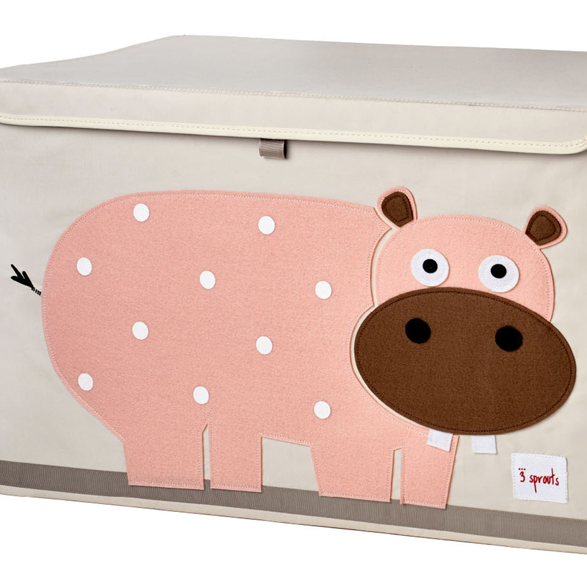 3 Sprouts Collapsible Toy Chest Storage Bin for Kids Playroom, Hippo