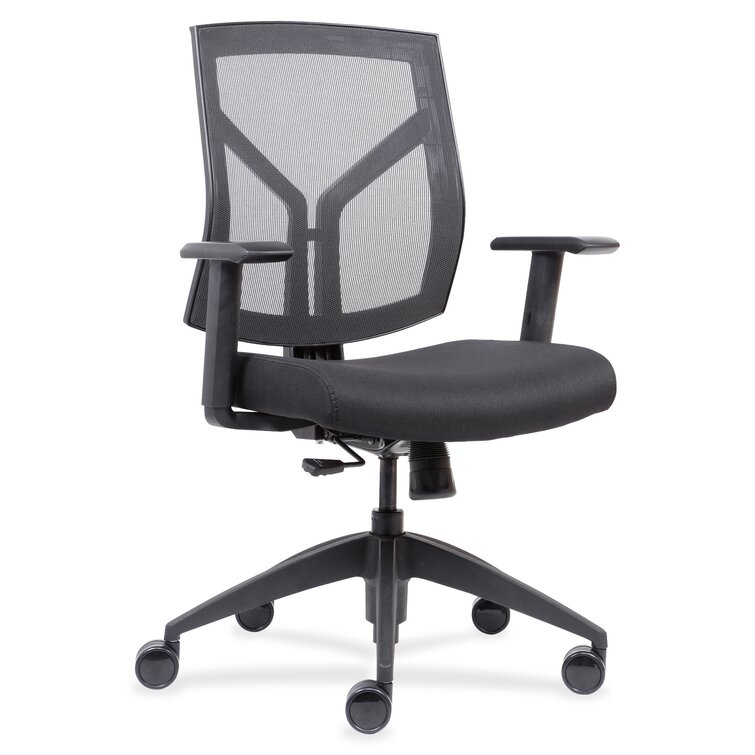 Back Details about   Lorell Mid Back Task Chair Leather Black Seat Frame 25" X 25" X 42" 