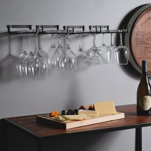 Hanging Stemware Holder Under Cabinet Mount Home Mug Rack Wine Cup Rack For Bar Kitchen Color : Gold, Size : 2-4 Wine Glass Holder 