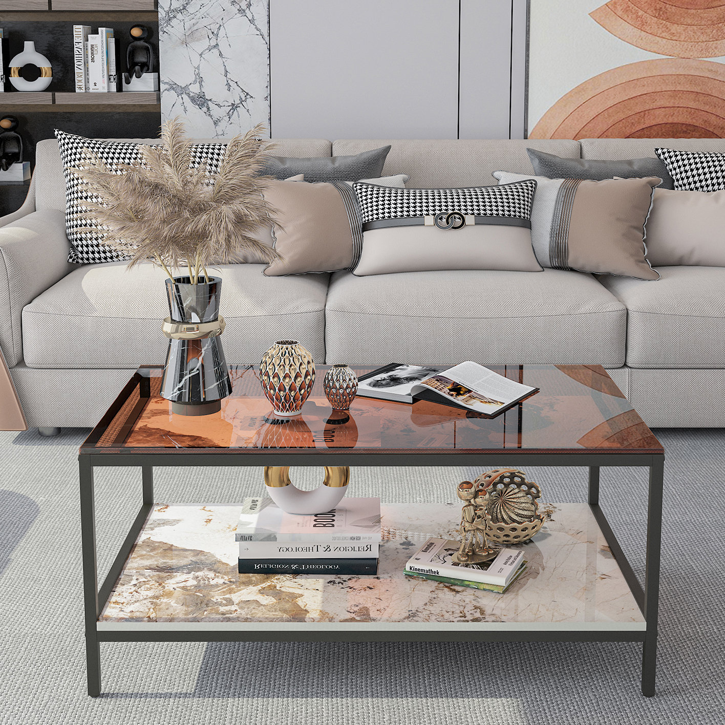 Orren Ellis 39" Glass Coffee Table Wayfair