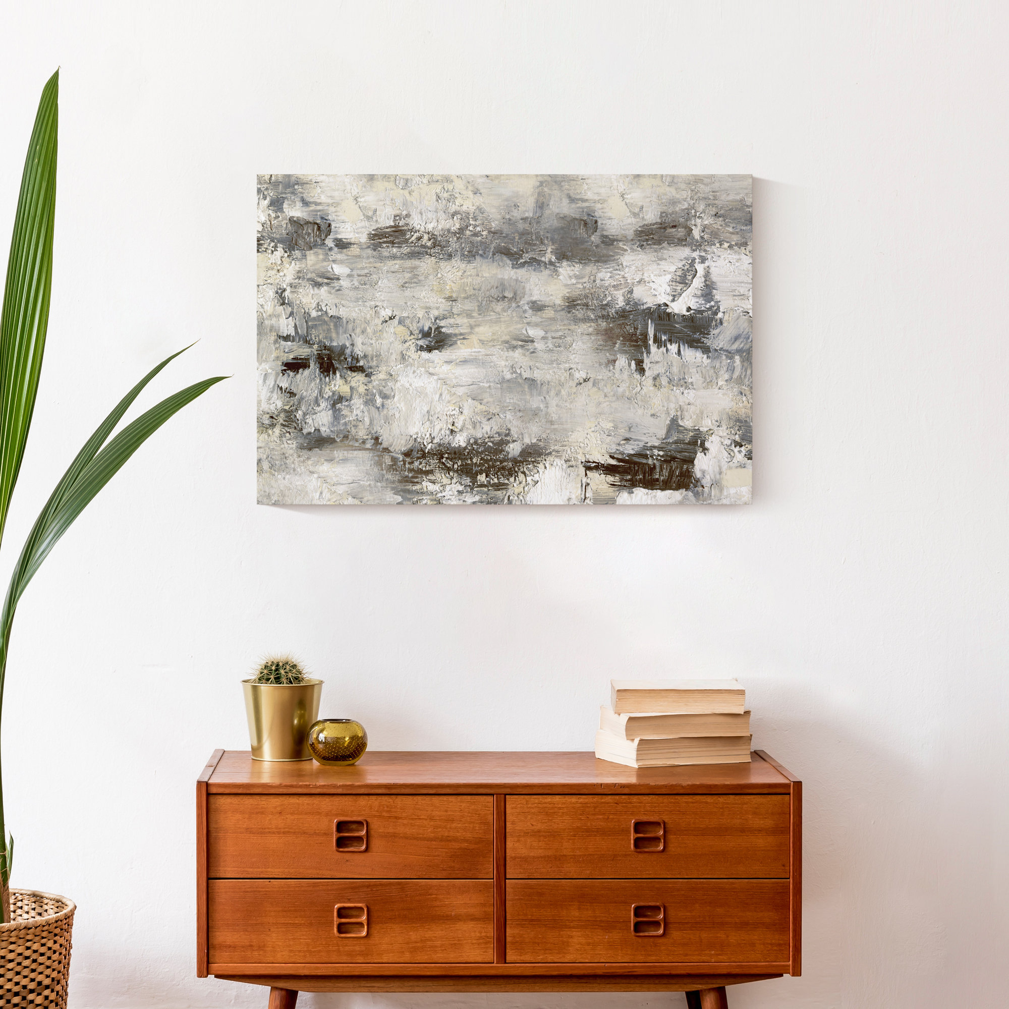 Ivy Bronx Neutral Blotchy Paint Stroke Abstract Painting on Canvas