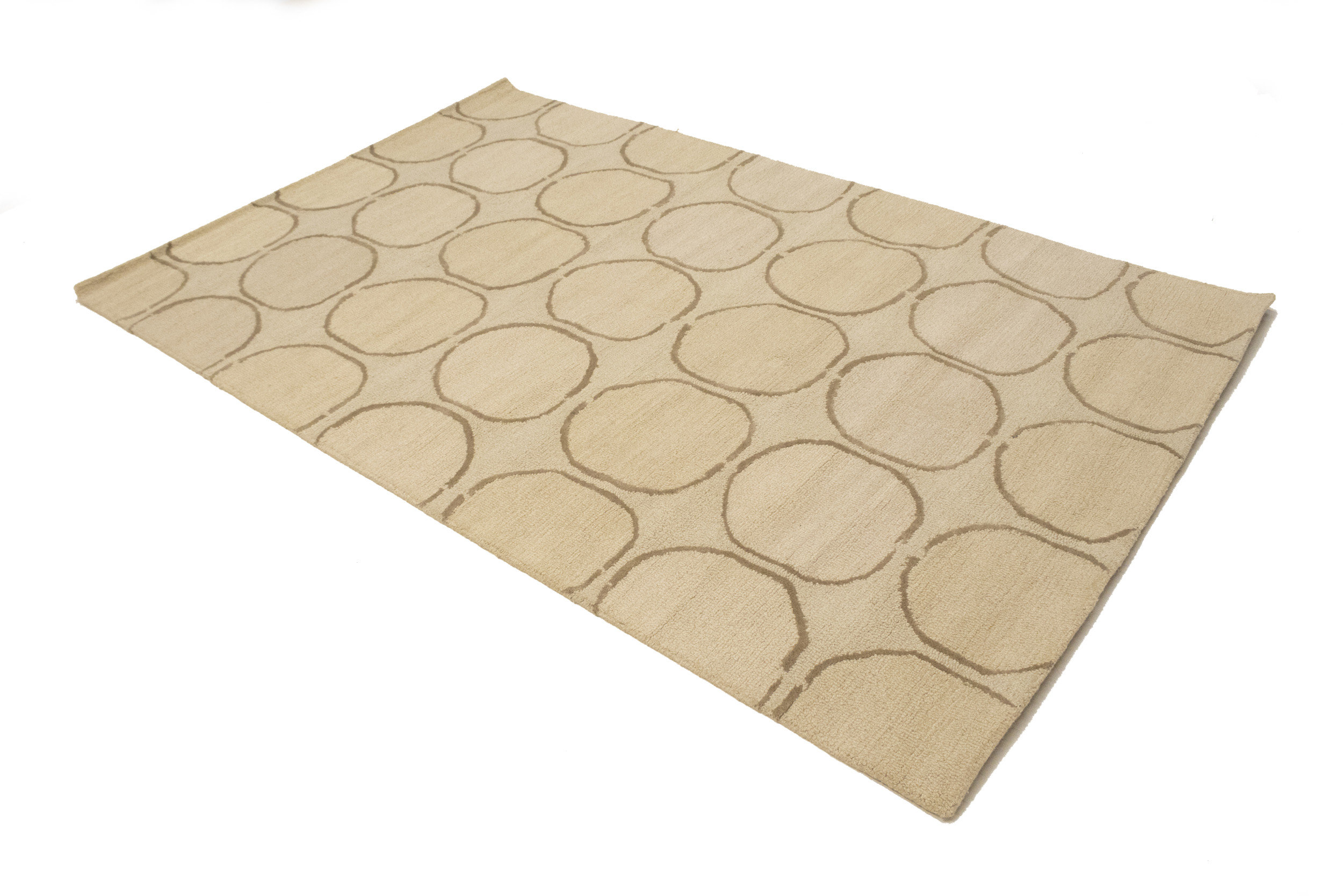Ebern Designs Berek Handmade Hand Tufted Wool Cream & Brown Rug Wayfair