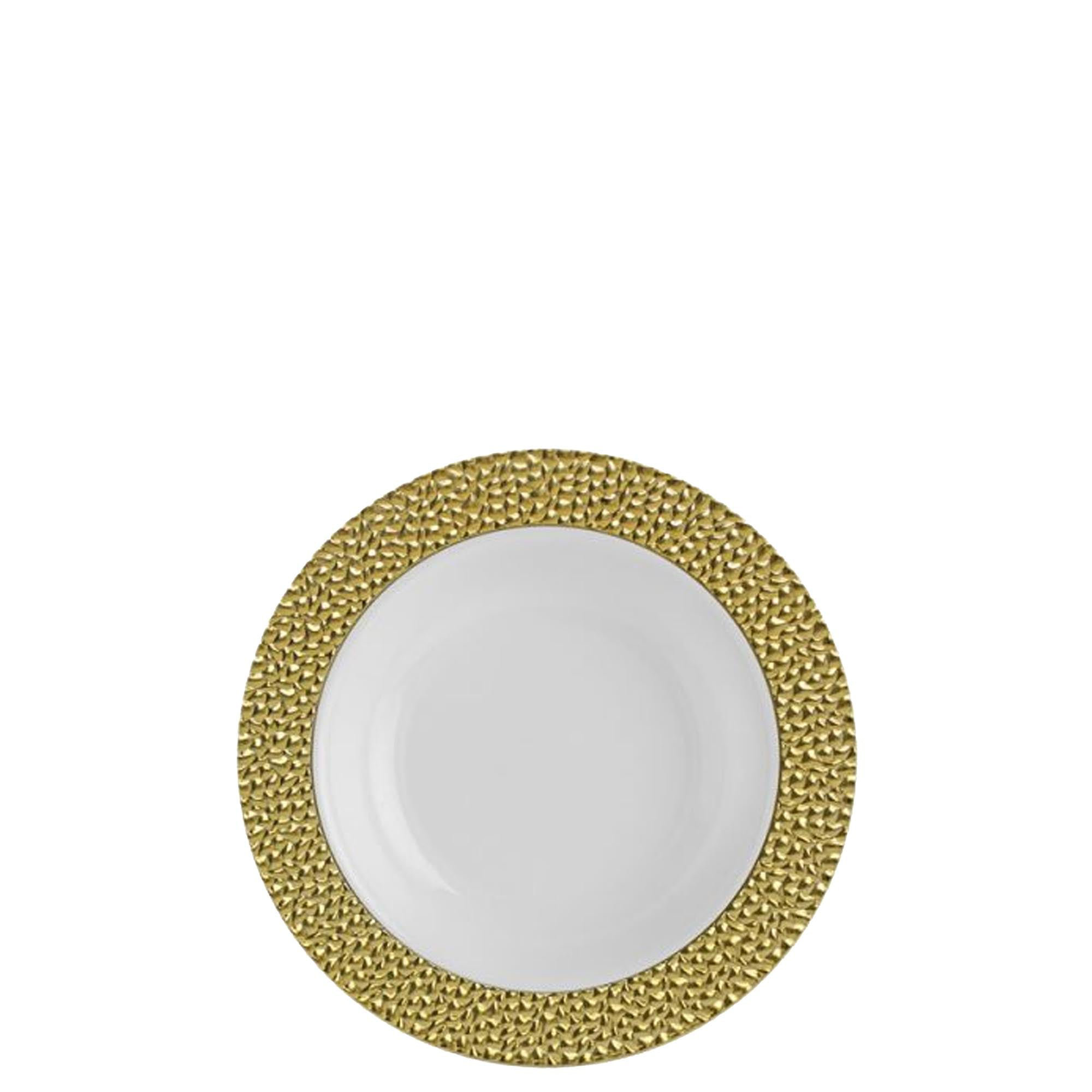 Ecoquality White Plastic Bowls With Gold Pebbled Rim Disposable Heavy ...