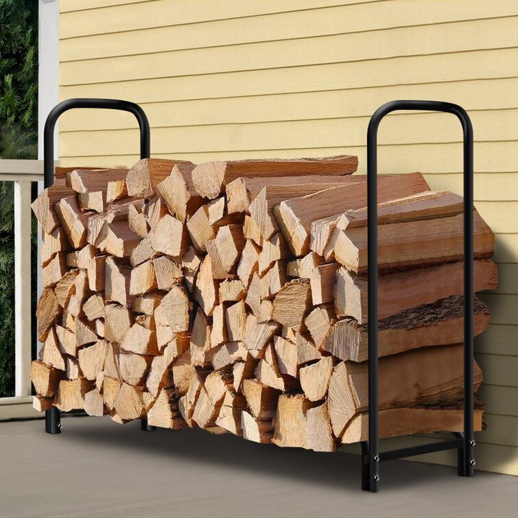 Steel Firewood Rack w/ Cover Fireplace Log Wood Storage Holder Heavy Duty 4 ft 