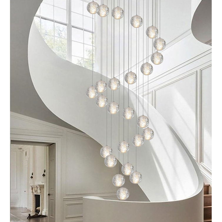 Spiral Sphere K9 Crystal Chandelier Clear crystal Polished Ceiling Fixtures 