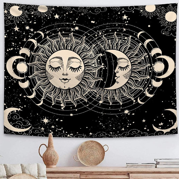 Small to Giant Sizes Solar Eclipse Tapestry Wall Hanging Moon Sun Stars Tapestries Dorm Room Bedroom Decor Art Printed in the USA 