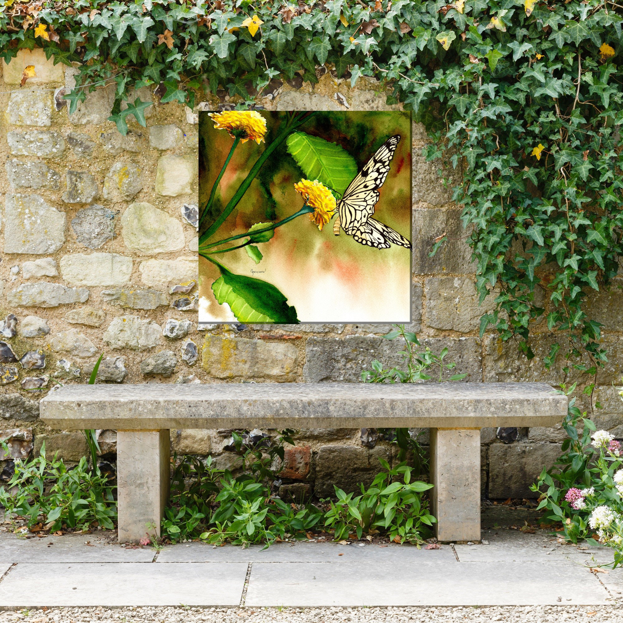 Gracie Oaks Butterfly Kiss Outdoor Wall Canvas Art Wayfair