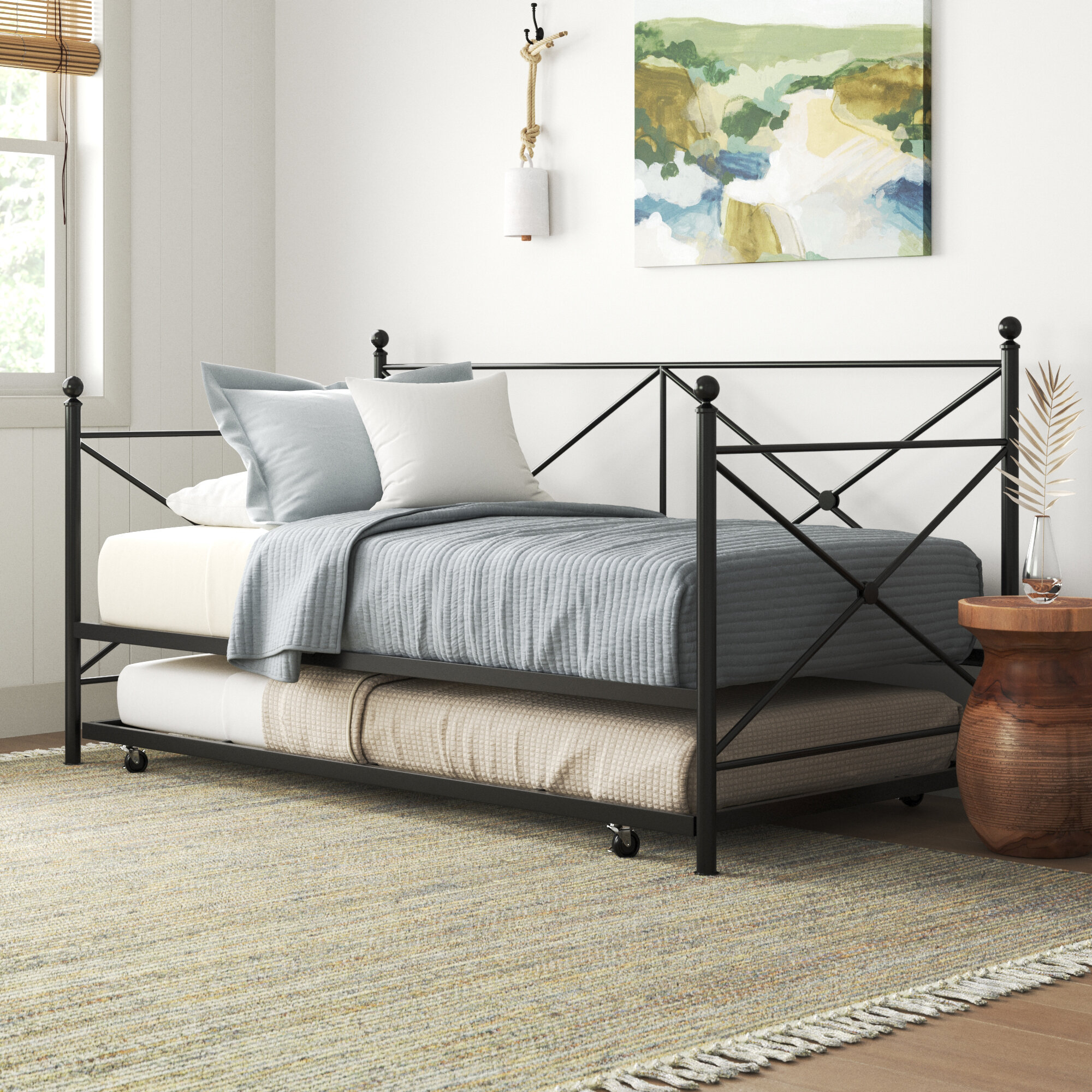 Sand & Stable Anders Metal Daybed with Trundle | Wayfair