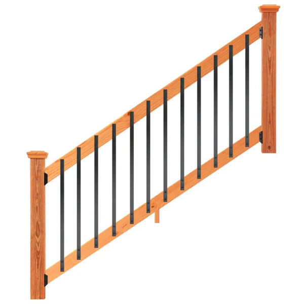 ProWood 6 ft. Wood Stair Railing Kit with Flat Aluminum Balusters | Wayfair
